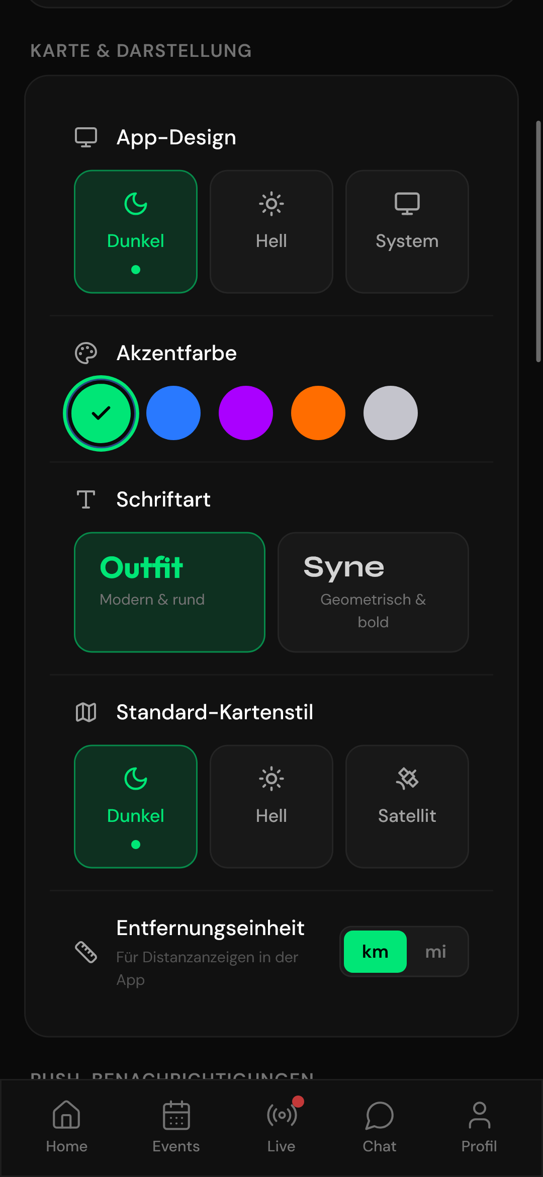 Design Einstellungen